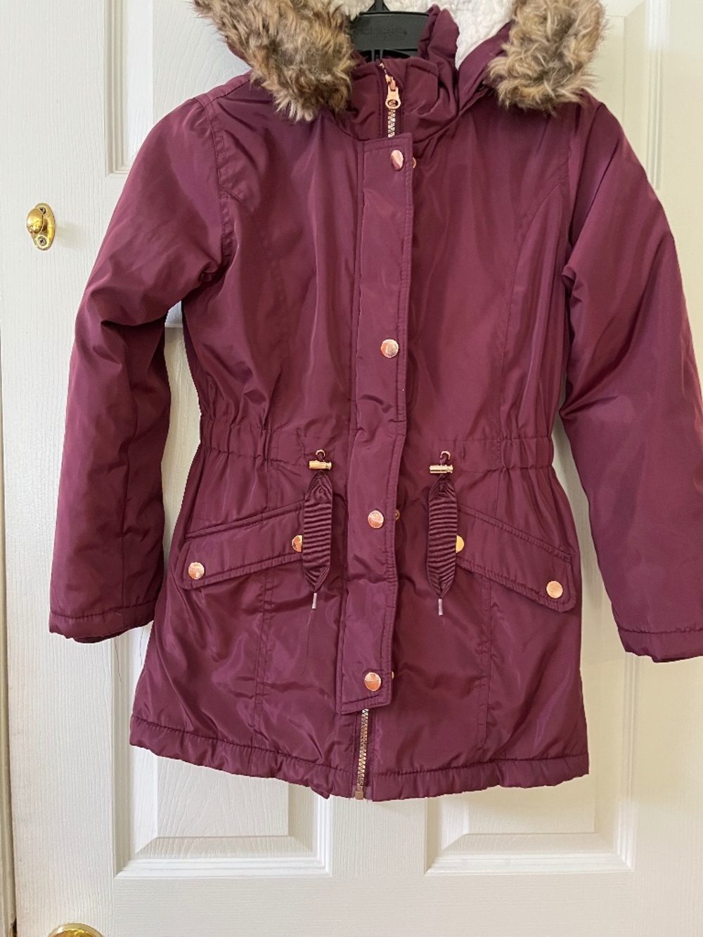 Members mark pink parka hooded jacket